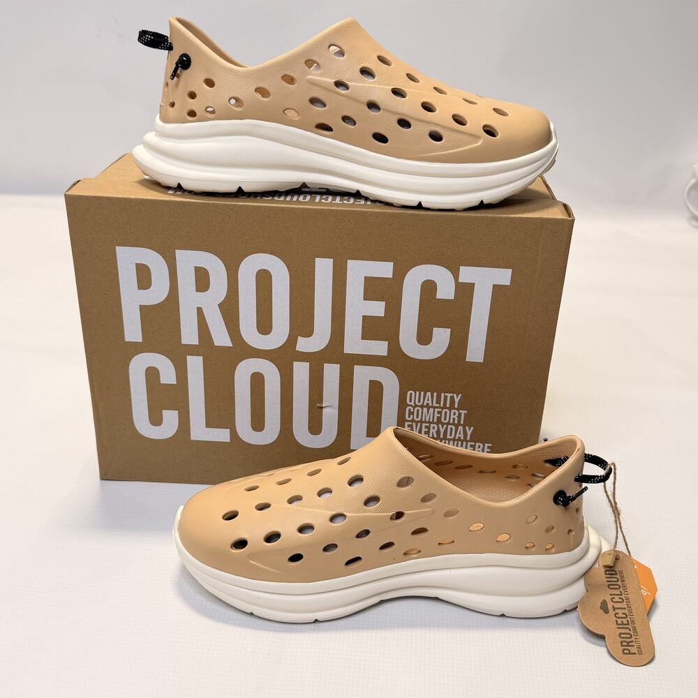 Project Cloud Recharge Clog Shoes Womens Size 8 Beige Slip On Lightweight Soft